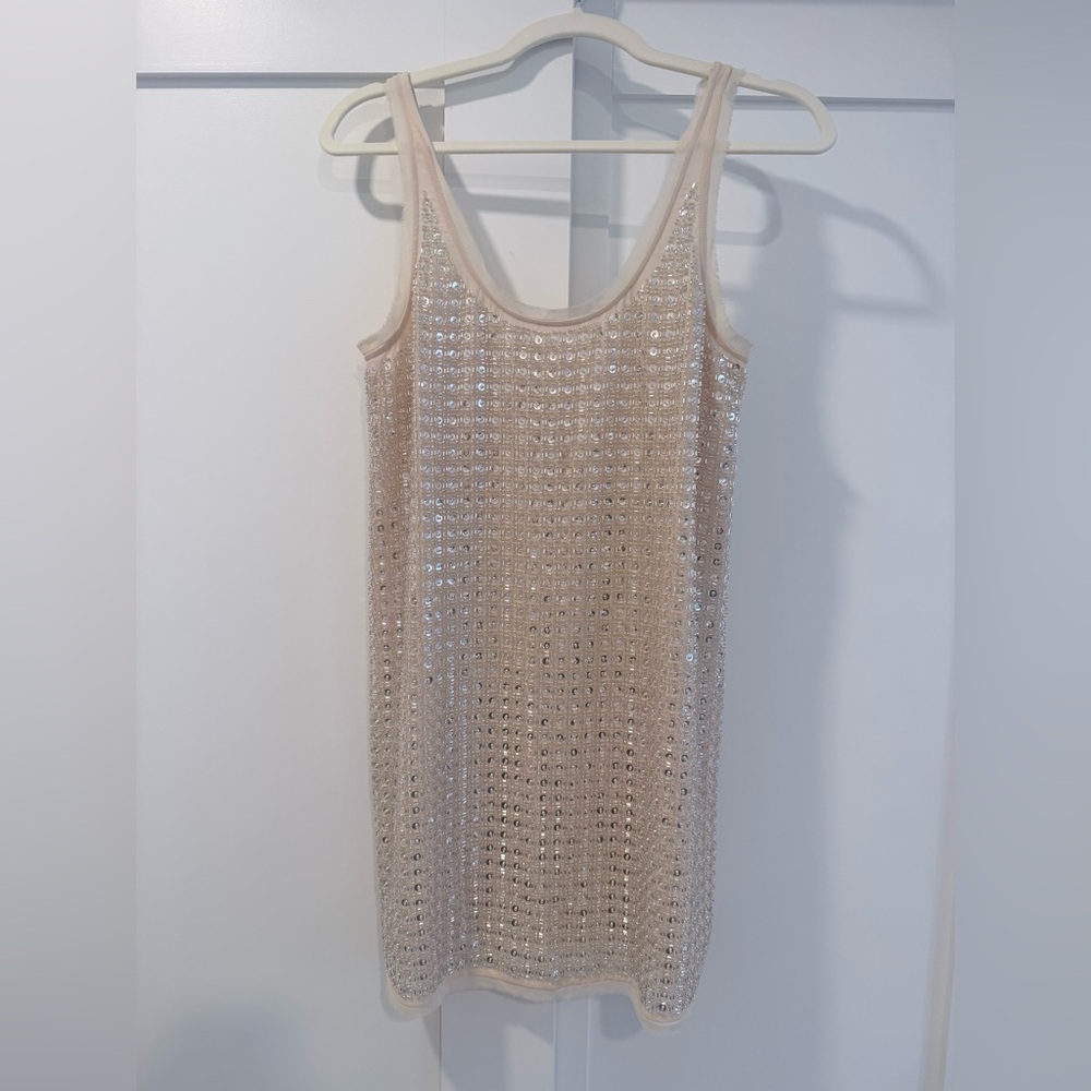 Zara silver sequin beaded mini dress